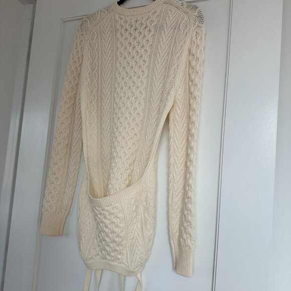 Rosie Assoulin Chunky Cable Knit Mini Dress In Ecru Sz Small Long Sleeves - Picture 7 of 9